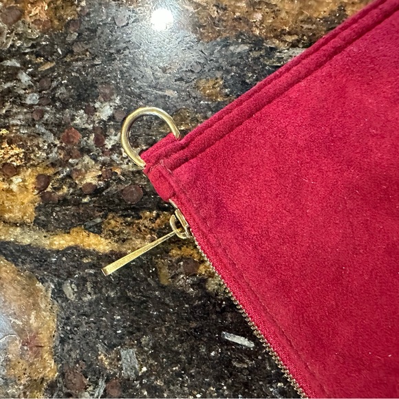 Louis Vuitton Burgundy Alcantara Suede Accessories Pouch Pochette Wristlet - Picture 6 of 6